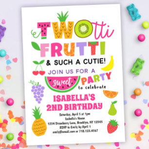 TWOtti Frutti Tropical Fruit Summer 2nd Birthday Invitation