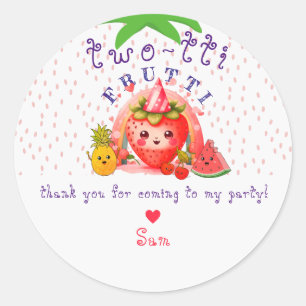 TWOTTI Tutti Frutti Summer Fruit Girl 2nd Birthday Classic Round Sticker
