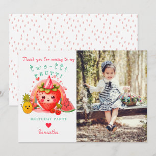 TWOTTI Tutti Frutti Summer Fruit Kids 2nd Birthday Thank You Card