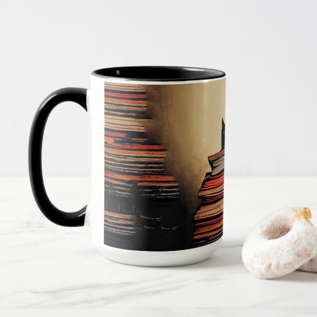 TWRBK 15 oz Black Handle Combo Mug (With Donut)