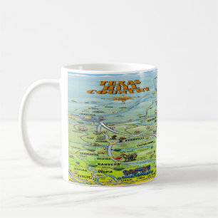 TX Hill Country Cartoon Map Coffee Mug