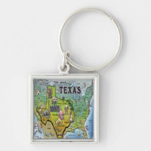 TX USA Map Key Ring