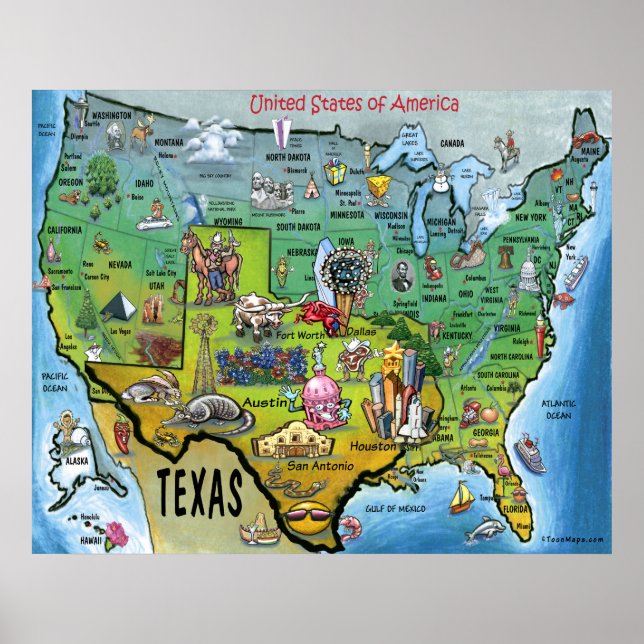 TX USA Map Poster (Front)