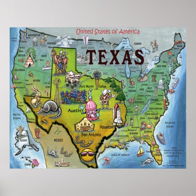 TX USA Map Poster (Front)