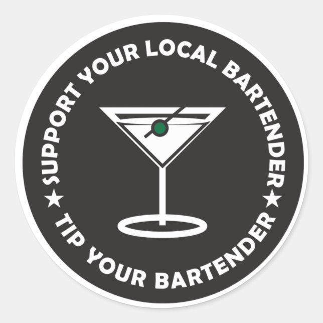 TYB Support Your Local Bartender Classic Round Sticker (Front)