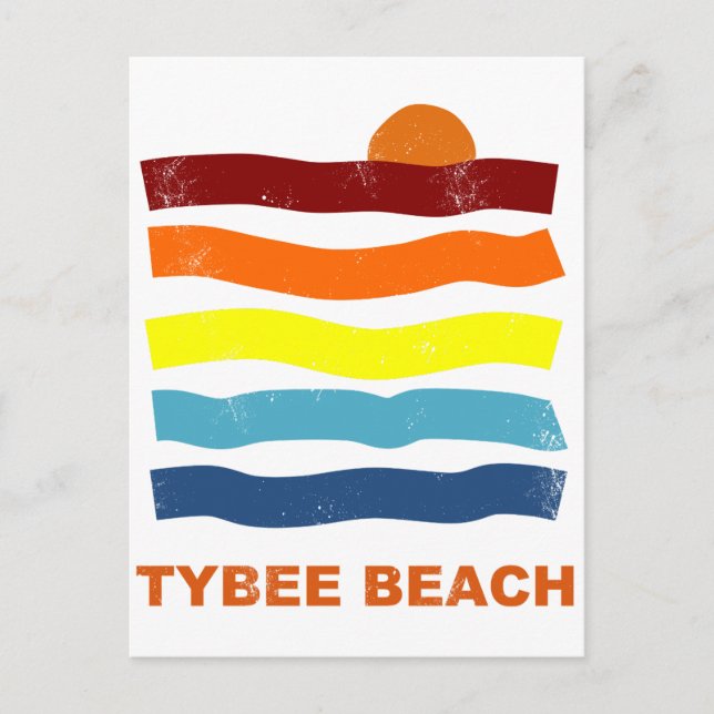 tybee beach ocean sunset summer vacation fun postcard (Front)