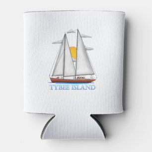Tybee Island Coastal Nautical Sailing Sailor Can Cooler