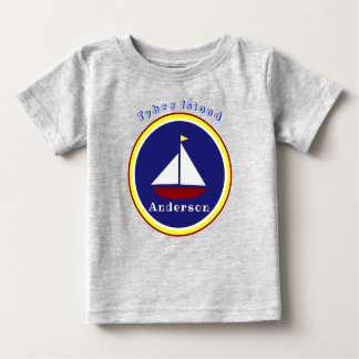 Tybee Island Georgia Cute Sailboat with Name Baby T-Shirt
