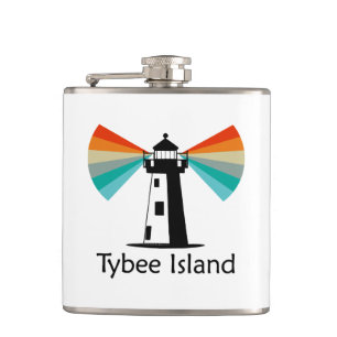 Tybee Island Georgia Lighthouse Rainbow Hip Flask