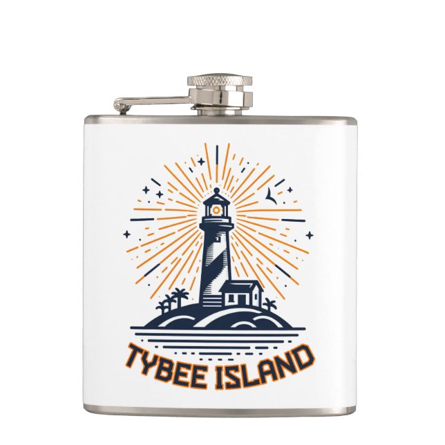 Tybee Island Georgia Lighthouse Sunrise Hip Flask (Front)