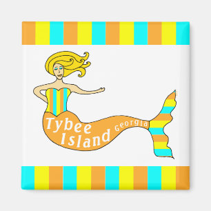 Tybee Island, Georgia Mermaid Square Magnet