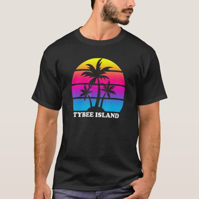 Tybee Island Georgia Retro Sunset Beach Vacation P T-Shirt (Front)