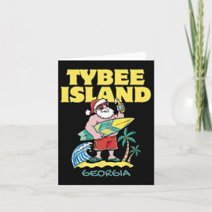 Tybee Island Georgia Santa Christmas Surfing Card