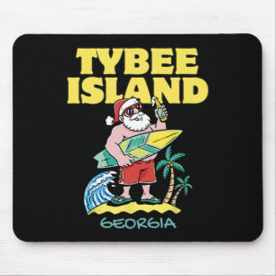 Tybee Island Georgia Santa Christmas Surfing Mouse Pad