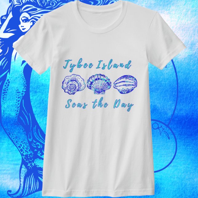 Tybee Island Georgia Seas the Day Pretty Seashell T-Shirt (Creator Uploaded)
