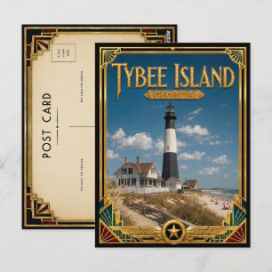 Tybee Island Georgia Vintage Art Deco Golden Age Postcard