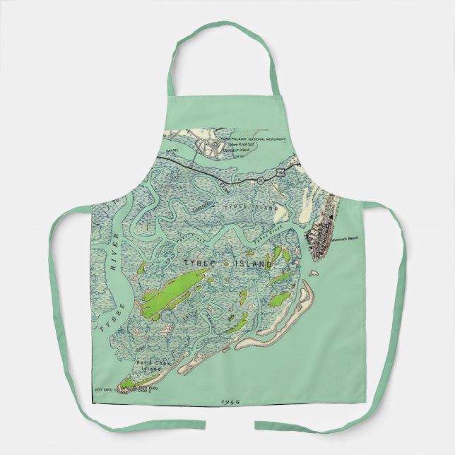 Tybee Island Georgia Vintage Map Apron (Front)