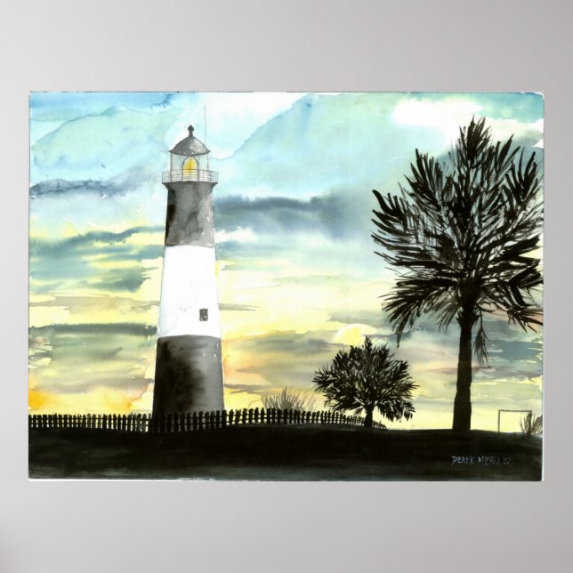 Tybee Island Lighthouse canvas painting print (Front)