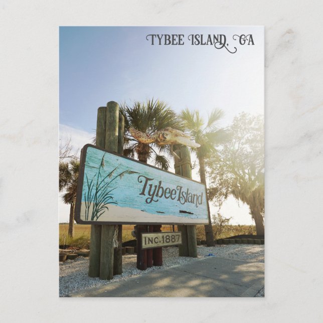 Tybee Island Sign Georgia Travel Postcard (Front)