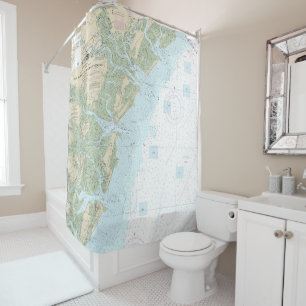 Tybee Island to Doboy Sound Nautical Chart 11509 Shower Curtain