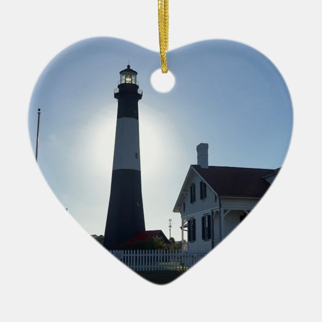 Tybee Lighthouse Ceramic Tree Decoration (Front)