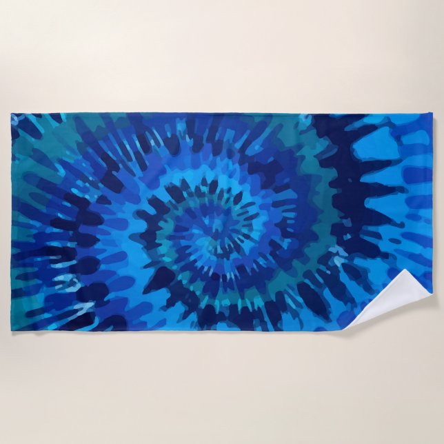 Tye-Dye-Blue Beach Towel (Front)