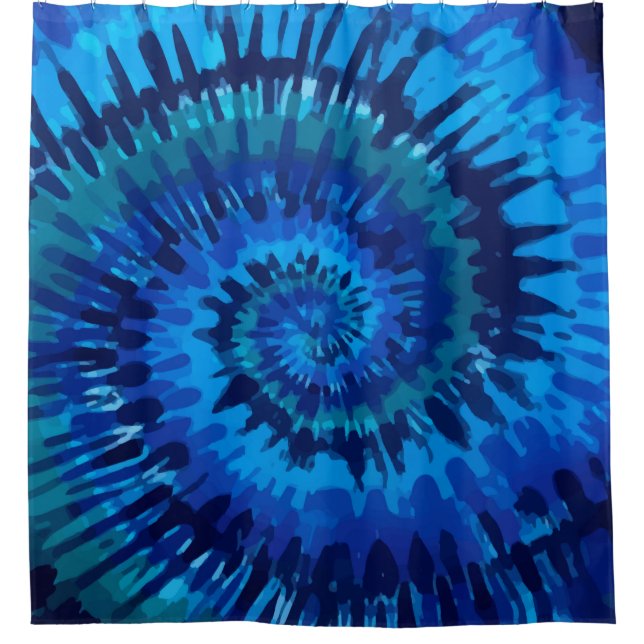 Tye-Dye-Blue Shower Curtain (Front)