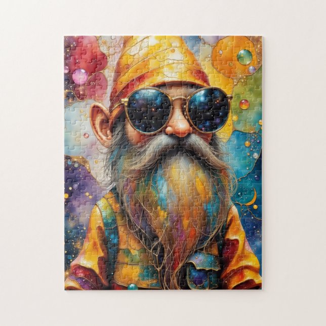 Tye Dye Cool Gnome Jigsaw Puzzle (Vertical)