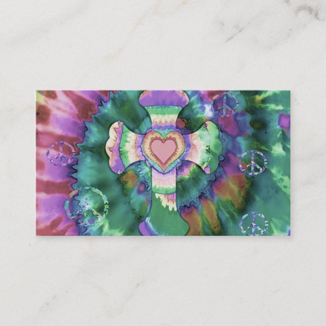 Tye Dye Cross Pink Colours Business Card (Front)