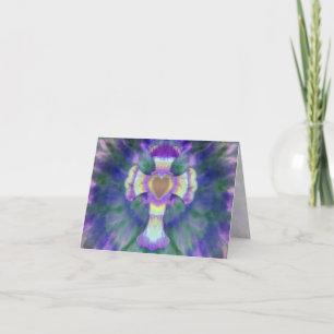 Tye Dye Cross with Heart Centre in Purple, Blue Card