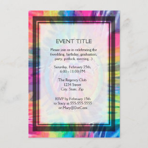 Tye Dye Cross with Heart in Centre Invitation