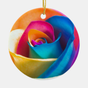 Tye Dye single rose Ceramic Tree Decoration