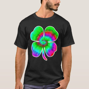 Tye Dye St Patricks Day Women Men Green Clover Iri T-Shirt