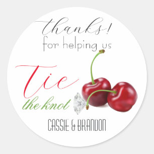 Tye the Knot Cherry Thank You Wedding Classic Round Sticker