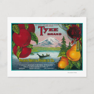 Tyee Pear Crate LabelWA, OR, and CA Postcard