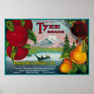 Tyee Pear Crate LabelWA, OR, and CA Poster