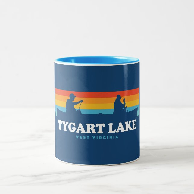 Tygart Lake West Virginia Canoe Two-Tone Coffee Mug (Center)