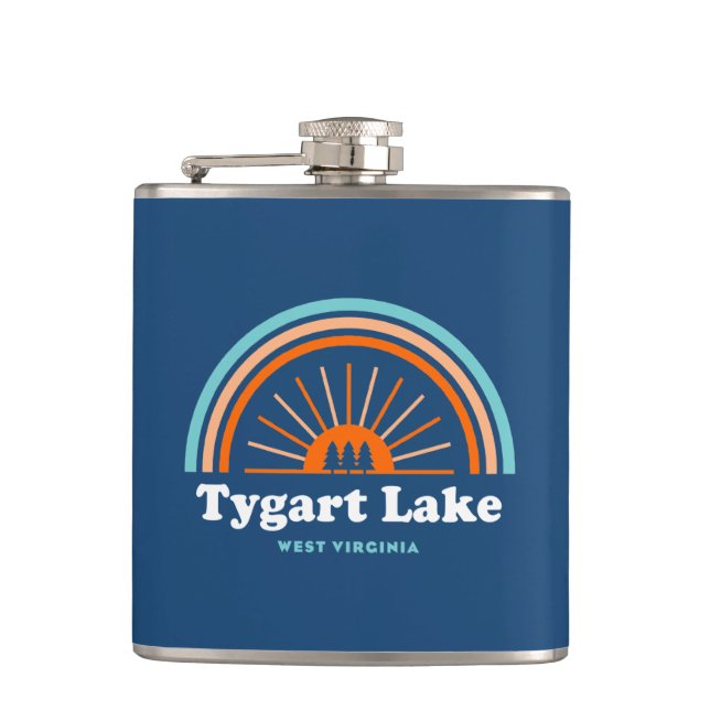 Tygart Lake West Virginia Rainbow Hip Flask (Front)