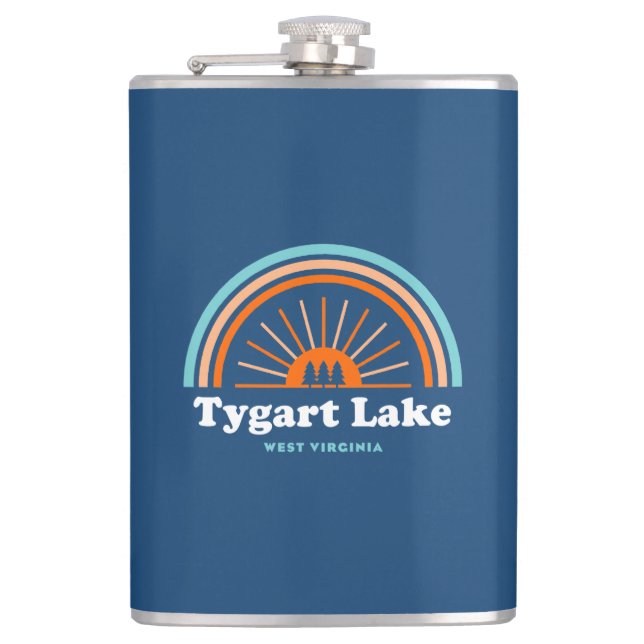 Tygart Lake West Virginia Rainbow Hip Flask (Front)