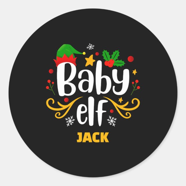 Tygraphy Baby Elf Fun Family Matching Baby  Classic Round Sticker (Front)