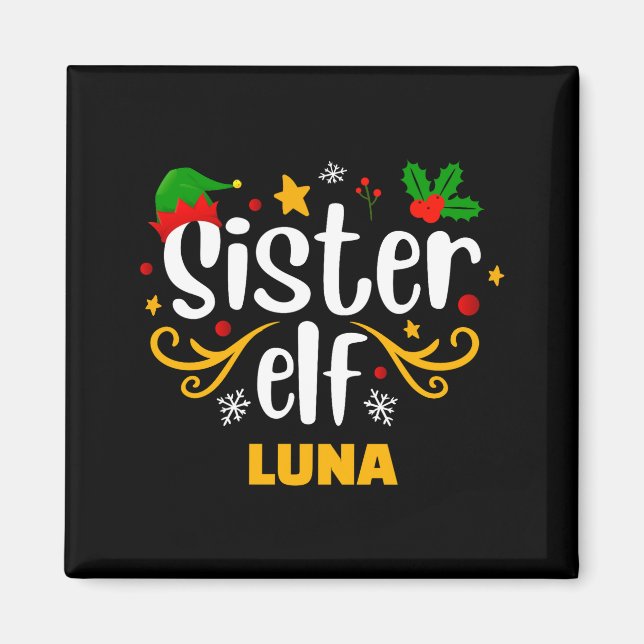 Tygraphy Sister Elf Fun Family Matching  Magnet (Front)