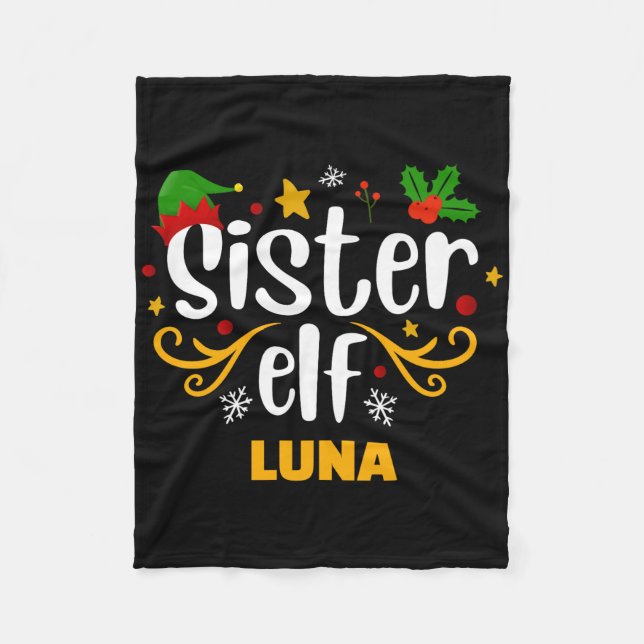 Tygraphy Sister Elf Fun Family Matching T Shirt  Fleece Blanket (Front)