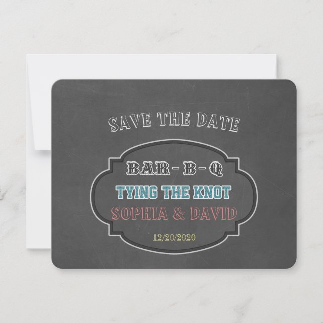 Tying the Knot BBQ Chalkboard Engagement Invitation (Front)