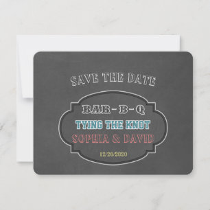 Tying the Knot BBQ Chalkboard Engagement Invitation