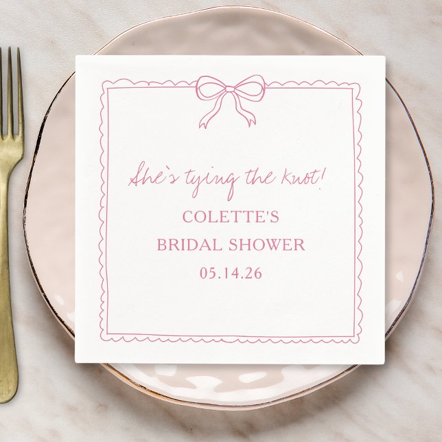 Tying the Knot Bow Hand Drawn Chic Bridal Shower Napkin (Creator Uploaded)