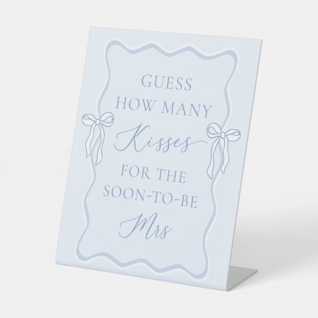 Tying the Knot Bridal Shower Guess How Many Kisses Pedestal Sign (Front)