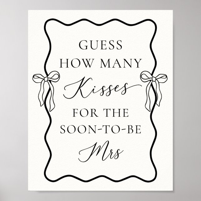 Tying the Knot Bridal Shower Guess How Many Kisses Poster (Front)
