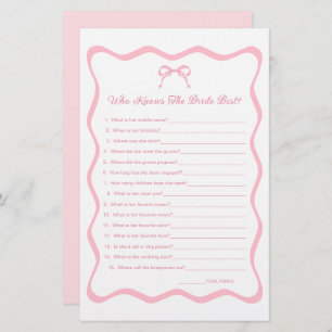 Tying the Knot Bridal Shower Who Knows Bride Game