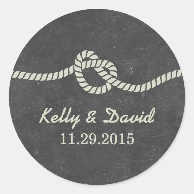 Tying the Knot Chalkboard Wedding Favour Stickers (Front)