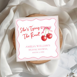 Tying the Knot Chic Coquette Cherry Bridal Shower Napkin